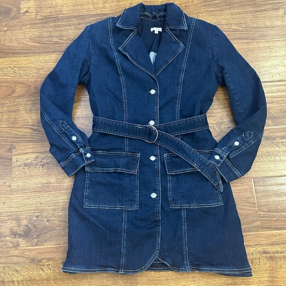 Pilcro Anthropologie Denim Belted Jean Blazer Dress Size M Coat Jacket - Picture 4 of 7